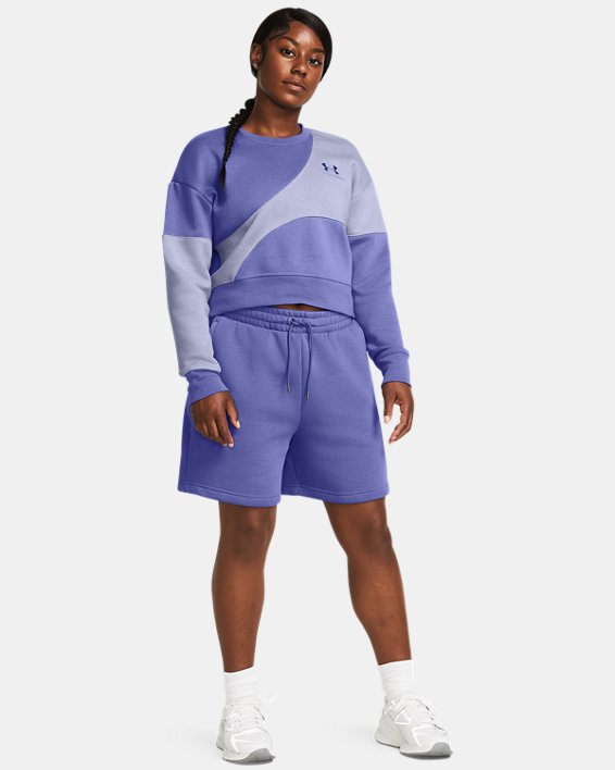 女士UA Icon Fleece Boyfriend短褲 in Purple image number 2